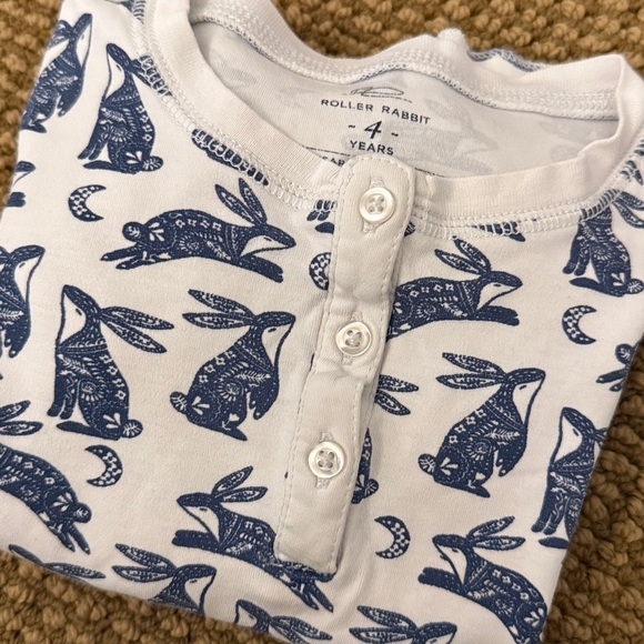 Roberta Roller Rabbit White and Blue Bunny Pajama Set - Picture 5 of 5